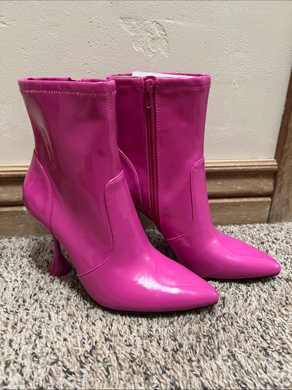 NWOT INC International Concepts Hot Pink Patent Pointed-Toe Ankle Boots